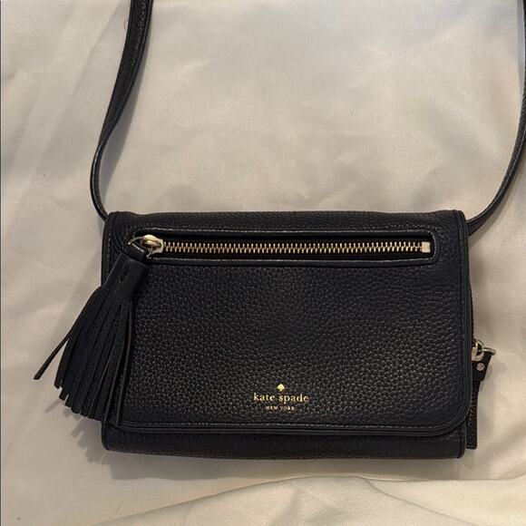 Kate Spade Chester Street Avie Black Leather Crossbody Bag with Tassel - Picture 1 of 11